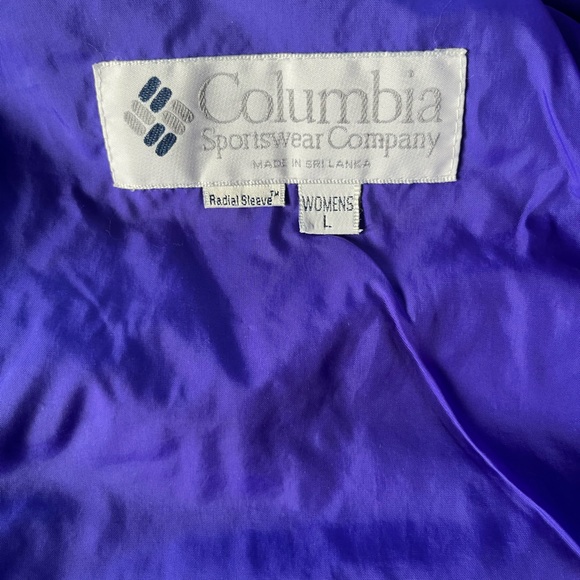 Columbia Women Vintage 90s Spell Out Bugaboo Jacket Size Large Blue Purple Pink - Picture 7 of 10